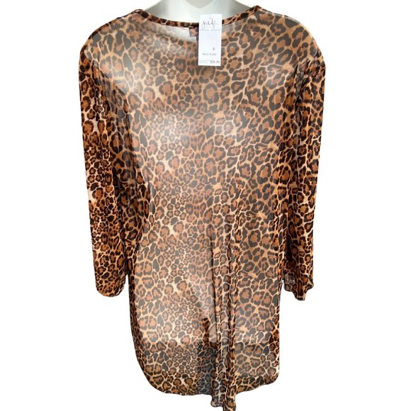 Jordan Taylor NWT Long Sleeve Tunic V-Neck Pullover Leopard Black & Brown Size S - Picture 5 of 10